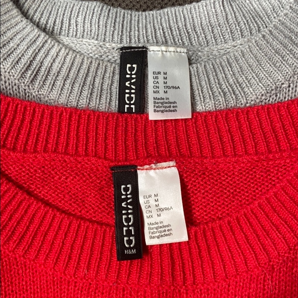 red gray sweaters